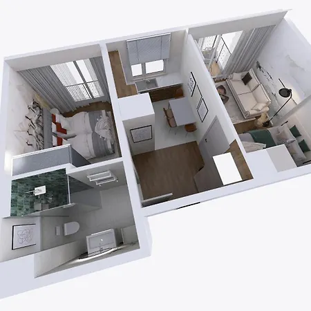Apartament New #madalinskiego57 - Center, New Bulding, 2 Bedrooms, 2x Double Beds And A Fold-out Sofa, Separate Kitchen, Air Conditioning, Balcony, Underground Parking, Self Check In 24h, Internet, Netflix, Coffee Machine, Washing Machine,1 Km To The Railw *